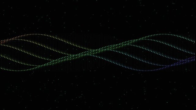 Abstract digital sound wave equalizer background, glowing neon data flow animation
