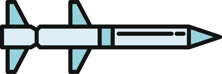 Naklejka premium Military missile with fins and pointed nose for destruction and warfare