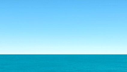 Fototapeta premium Minimalist seascape view of clear blue sky and calm ocean horizon