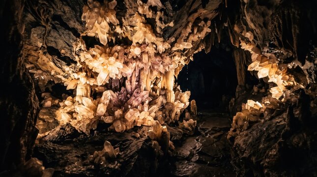 Stunning Crystal Cave Formation with Illuminated Natural Mineral Structures