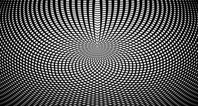 Abstract Black and White Optical Illusion Background with Dynamic Wavy Lines