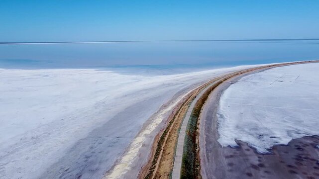 Aerial View of Elton Lake Salt Flats, Volgograd Region, Russia