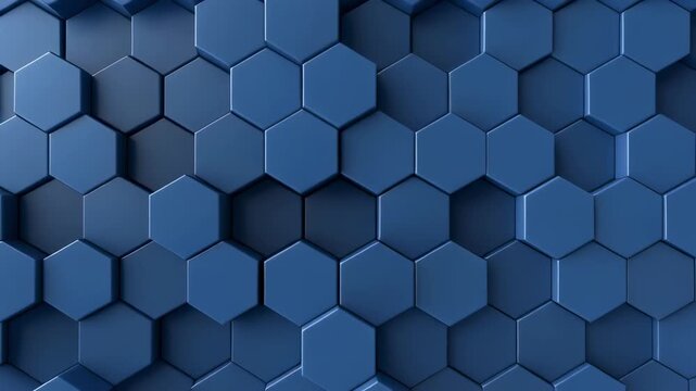Hexagonal pattern moves with subtle depth in cool blue tones during abstract digital animation