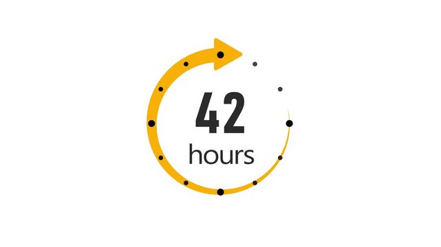 Clock 42 hours icon, isolated on transparent background with alpha channel Clock , timer time passage waiting time animation (4K) , 42 hours