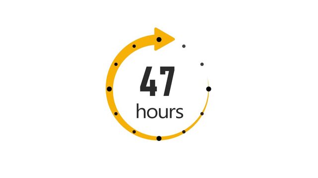 Clock 47 hours icon, isolated on transparent background with alpha channel Clock , timer time passage waiting time animation (4K) , 47 hours