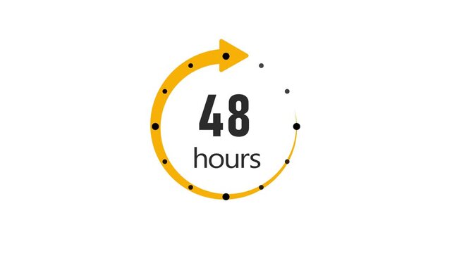 Clock 48 hours icon, isolated on transparent background with alpha channel Clock , timer time passage waiting time animation (4K) , 48 hours