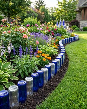 Garden Border Made from Recycled Glass Bottles.