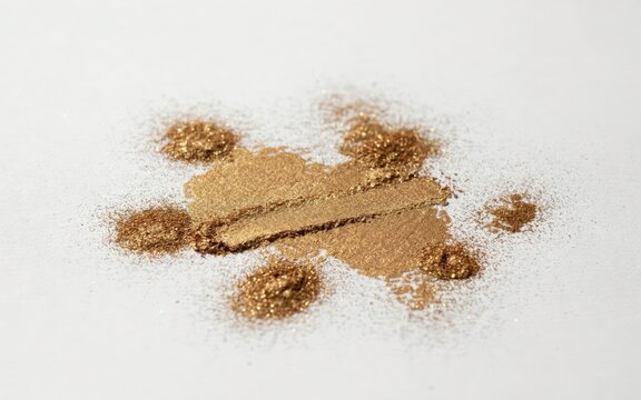 Gold cosmetic powder smear isolated on white background