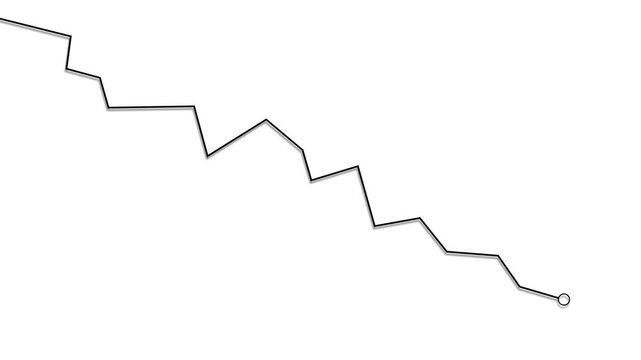 Minimal zigzag line falling downward trend or decline animation, Line and upward arrow growth rise and progress
