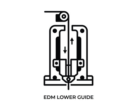 Wire EDM machine lower guide icon, industrial manufacturing equipment part