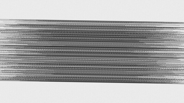 A horizontal band of thin, parallel silver lines with a subtle dotted texture, set against a plain white background, abstract