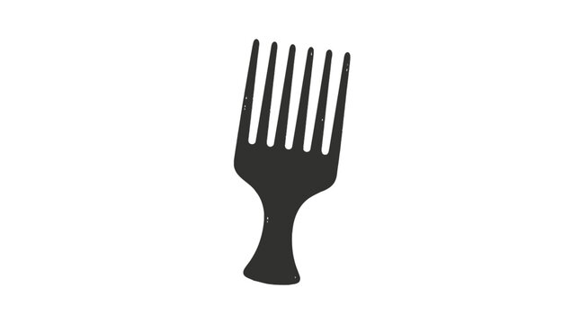 Black afro pick hair comb icon illustrated with a clean minimalist flat vector art style design