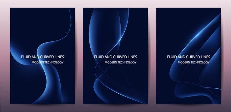 Abstract Blue Neon Wave Background with Glowing Curved Lines