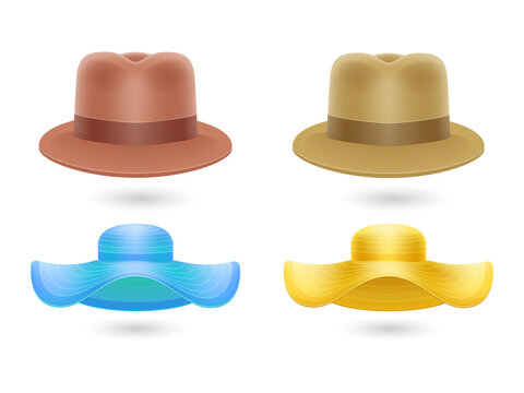 Vibrant hats in various styles on transparent background