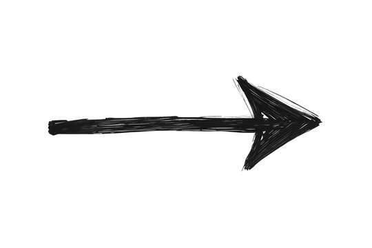 Bold hand drawn black arrow pointing right