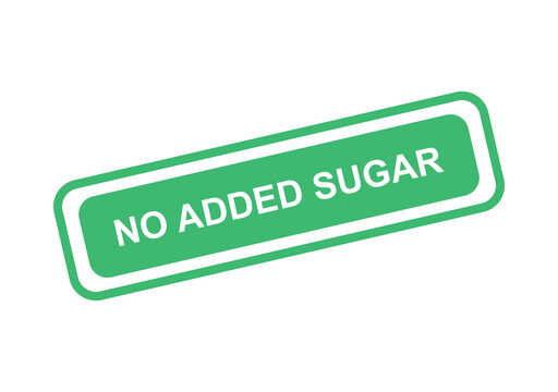 Green rectangular stamp icon with the text no added sugar for healthy food and drink product packaging labels isolated on transparent background
