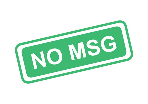 Green rectangle stamp with white no msg text angled for a modern alert badge or notification icon for digital designs isolated on transparent background