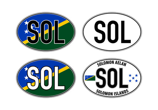 Solomon Islands, oval international vehicle registration code license plate car sticker, vector illustration