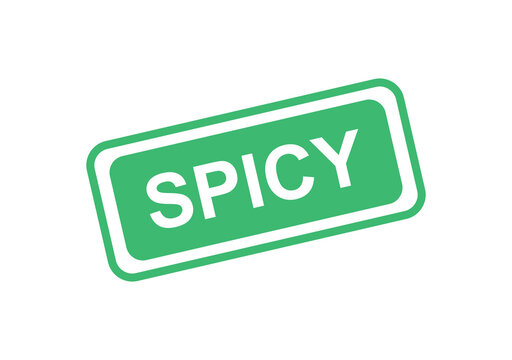 Green rectangular stamp icon with the word spicy written in bold white letters isolated on a simple clear background isolated on transparent background