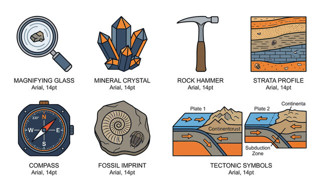 Geology Science Icons Collection Isolated
