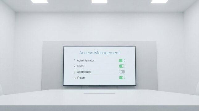 Access Management Role Toggle Panel on Wall Display in Conference Room