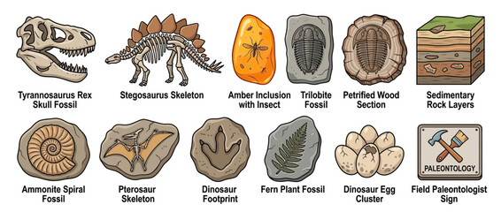 Collection of prehistoric fossils and geological samples © Zazi