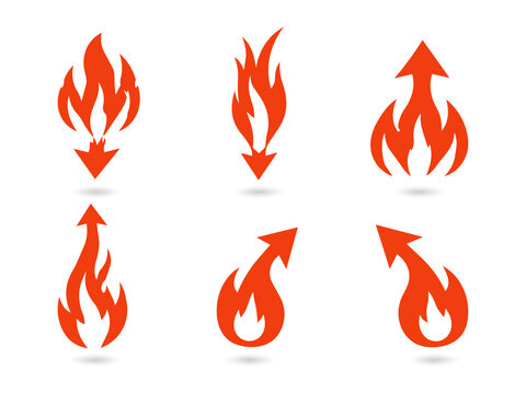 Fire icons in orange on transparent background PNG