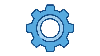 Obraz premium Simple clean blue gear icon with transparent background for modern design projects and digital illustrations