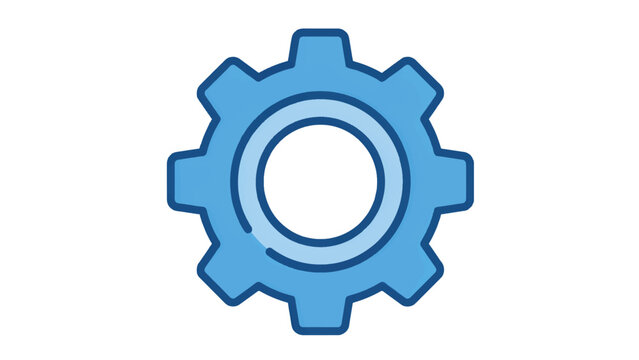 Simple clean blue gear icon with transparent background for modern design projects and digital illustrations