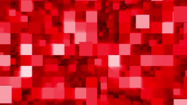 Abstract red 3d cubes floating in space with glowing light and dynamic geometric motion background
