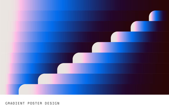 Abstract Blue Pink Gradient Background with Perspective Geometric Steps