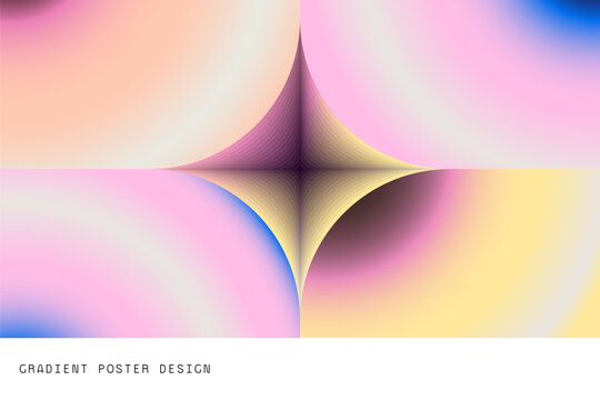 Abstract Pink Yellow Gradient Background with Symmetrical Geometric Shape