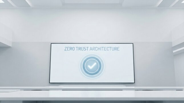 Zero Trust Architecture Checkmark on Conference Room Wall Display