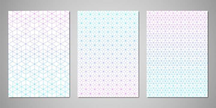 Abstract covers and brochures with geometric backgrounds of polygon shape patterns
