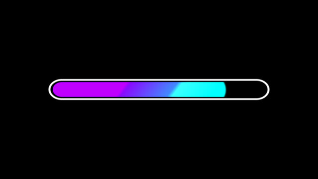 Diagonal move Progress Bar Animation on Black Background &ndash; Colorful Loading Bar UI, Modern Download Progress Indicator, Seamless Loop, 4K Motion Graphics with Alpha