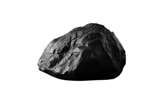 Dark rough stone boulder with irregular surface