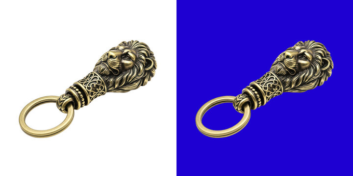 Decorative antique brass lion head door knocker handle pull hardware design transparent png