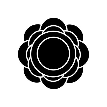 Black rose flower silhouette on a white background simple floral design element