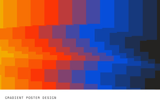 Abstract Orange Red Blue Gradient Background with Pixelated Geometric Waves