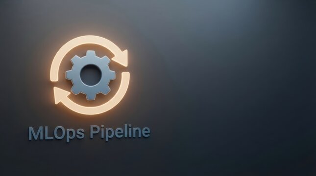 MLOps Pipeline Continuous Loop Gear Icon on Dark Background