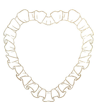 heart frame gold ruffle ribbon