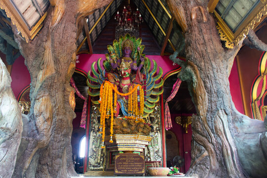Preserver Narai Song Suban or Narayana Hari riding on Garuda statue of Hinduism for thai people travelers travel visit pray at Ganesha Devasathan Ganesh Park on July 18, 2026 in Nakhon Sawan, Thailand