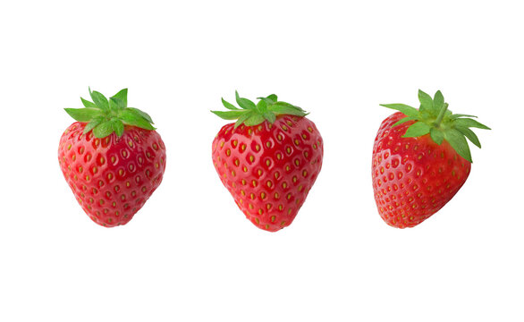 Three Strawberries isolated on white background PNG