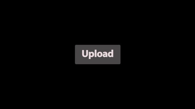 Upload CTA Text Animation on Red Button with Arrow Cursor Click on Transparent Background for Website, App, Cloud Storage, File Sharing, Software.