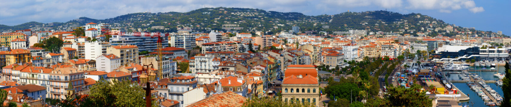 Aerial panorama of Cannes , French Riviera.
