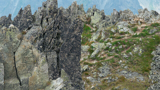 carpathians lomnicky stit peak high tatras mountains rock formation majestic alpine landscape nature adventure background with copy space for banner design concept of travel, tourism, environment