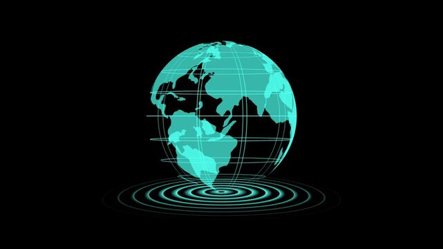 International news background animation. Digital world news background animation, global earth rotating Digital World News Studio Background for news report and breaking news, alpha channel