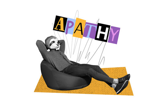 Composite photo collage of upset guy sit beanbag wear mask psychoanalysis therapy apathy mood loneliness isolated on painted background