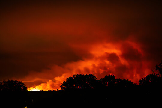 dangerous huge forest fire because of extreme weather change.