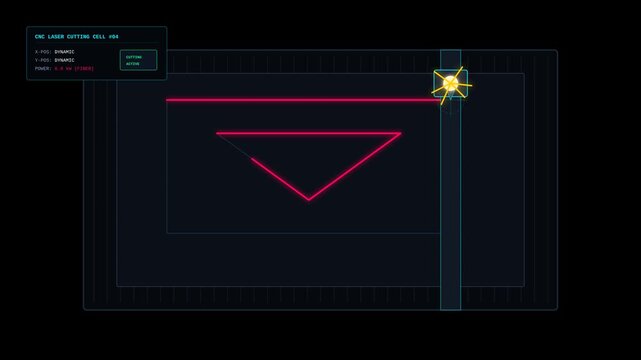 Abstract Laser Cutting Machine Interface Animation with Dynamic Vector Motion Graphics Elements
